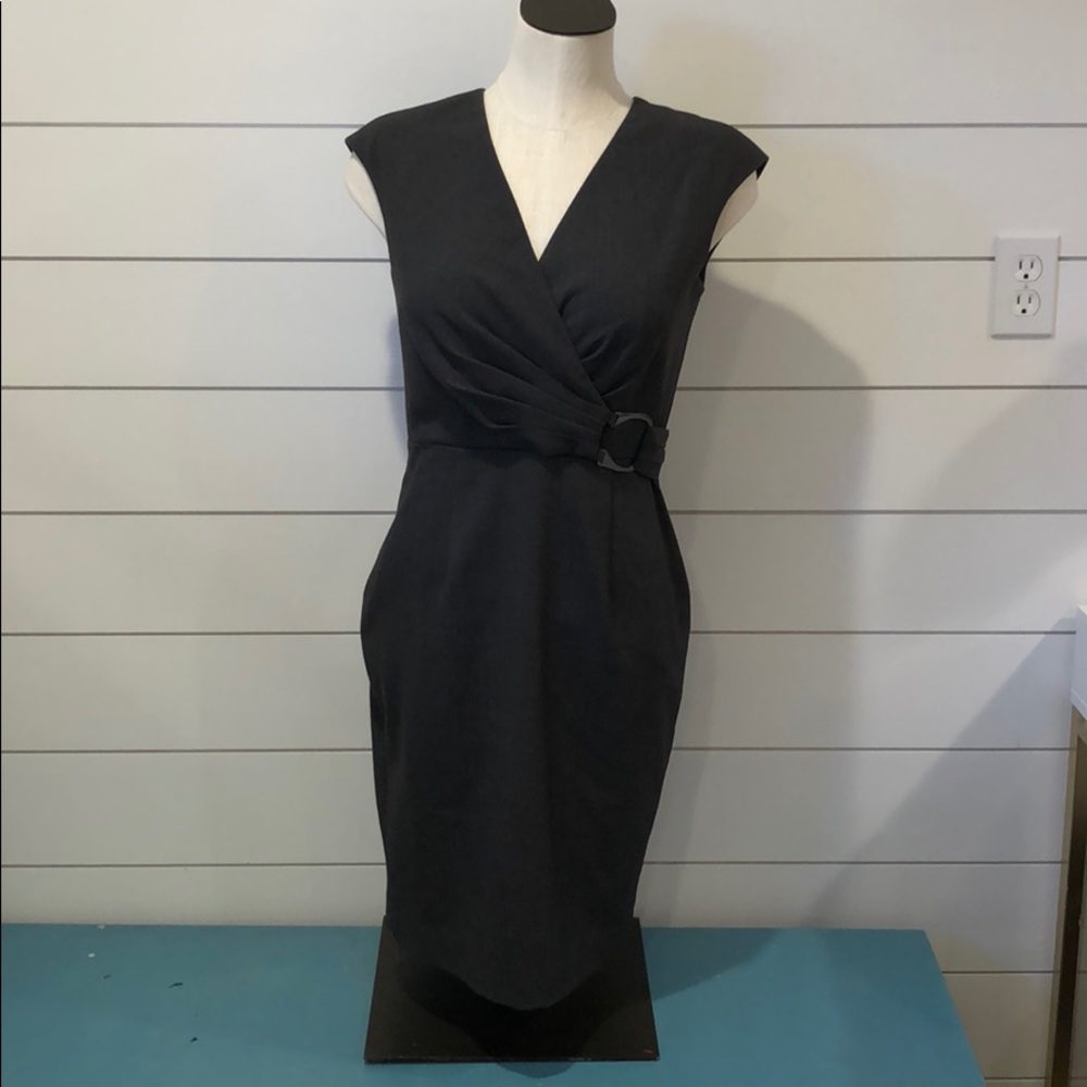 Calvin Klein charcoal grey v neck dress